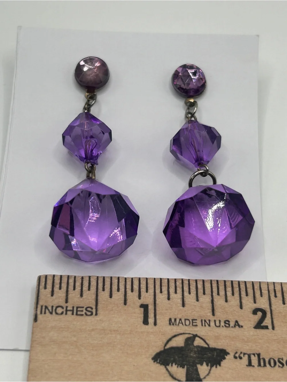 Vintage Purple Faceted Dangle Drop Earrings - Women's Jewelry